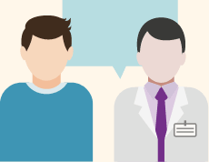 Patient talking to doctor