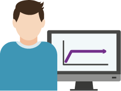 Patient looking at graph on computer monitor